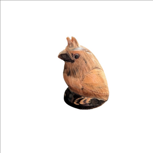 Hand Carved Horn Quail Statuette Sculpture Light Brown Small 2 inches